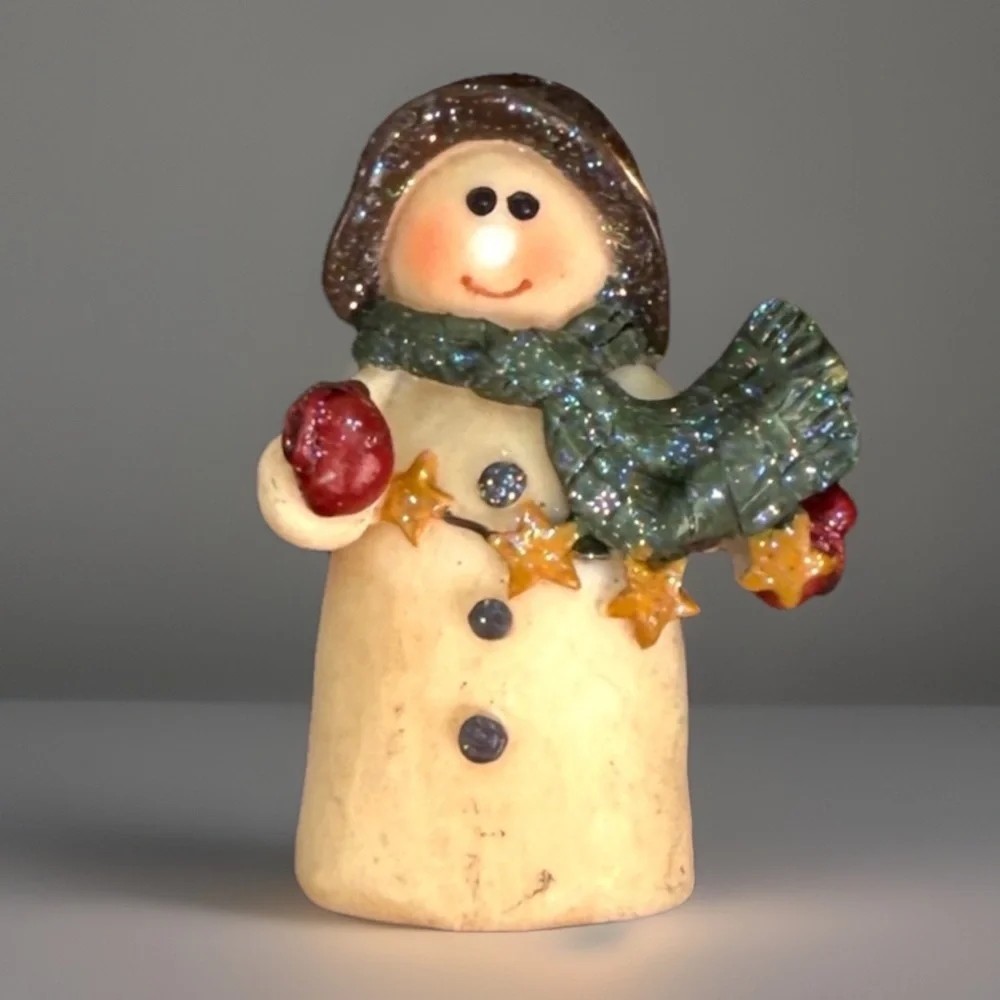Festive Figurine with Green Scarf and Red Mittens brooch pin